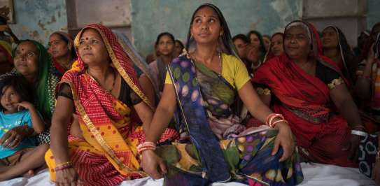women in India at a self-help class