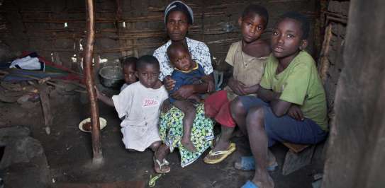 A rape survivor and her children in DRC. 
