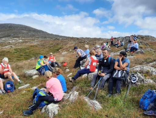 Walkers take a rest on the 15th Annual Sheep's Head Hike