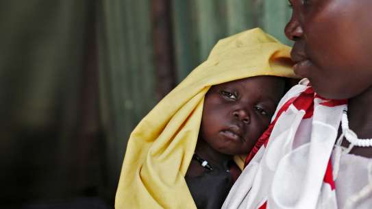 Nyamuot Joak and her 12 month old daughter Nyayiena Gatkuoth who has just been diagnosed with Severe Acute Malnutrition