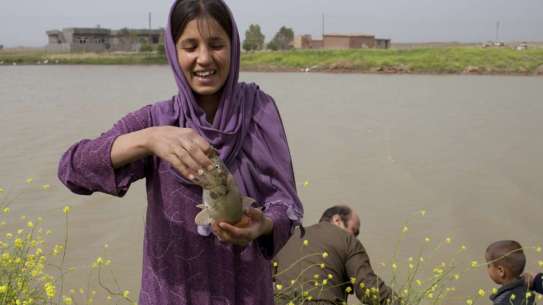 Girl holding fish
