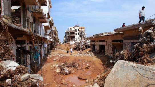 Damage caused by flash floods in Derna, eastern Libya