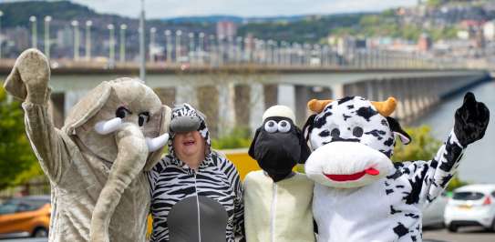 Supporters in fancy dress for Christian Aid at the Tay Bridge Cross fundraising event