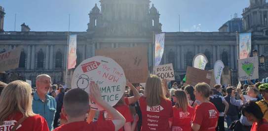 Christian Aid Ireland supporters take part in Belfast's Climate Strikes