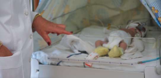Premature baby in neonatal intensive care ward Kyiv
