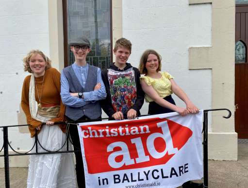 Teenage siblings Chrissie, Jonathan, Benjamin and Katie Marshall at Ballyclare Presbyterian Church