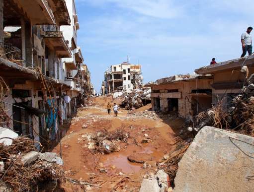 Damage caused by flash floods in Derna, eastern Libya,