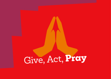 Give, Act, Pray on praying hands