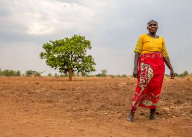 Woman in field in Malawi
