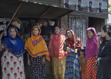 A group of young Bangladeshi women stood together